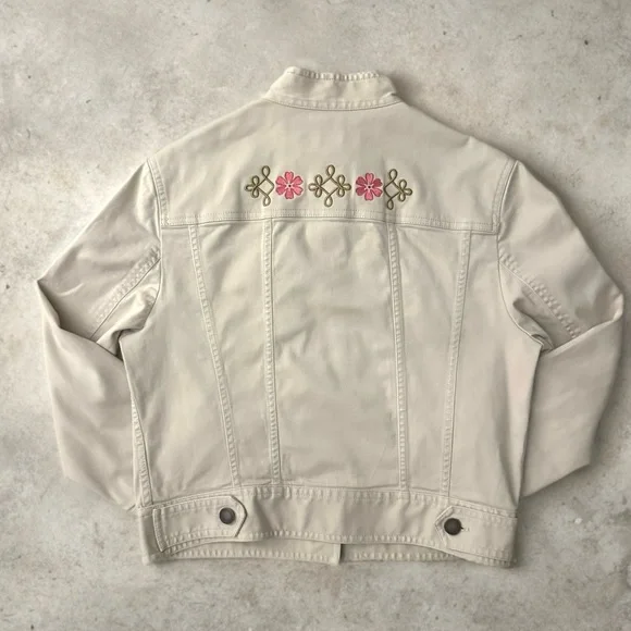 Jones Wear Jean Jacket with Floral Accents - Picture 3 of 12